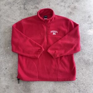 Vintage Nebraska Cornhuskers Fleece Jacket Red Men's Size XL Fleece Quarter Zip